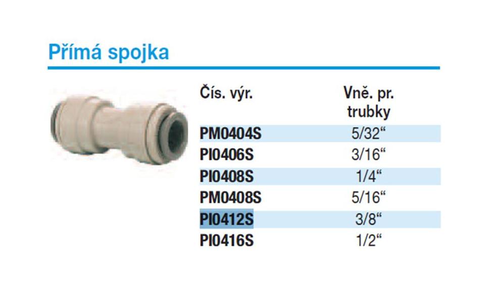 Obrázok 2 - Spojka John Guest PI0412S Priama  spojka 3/8” - 3/8”